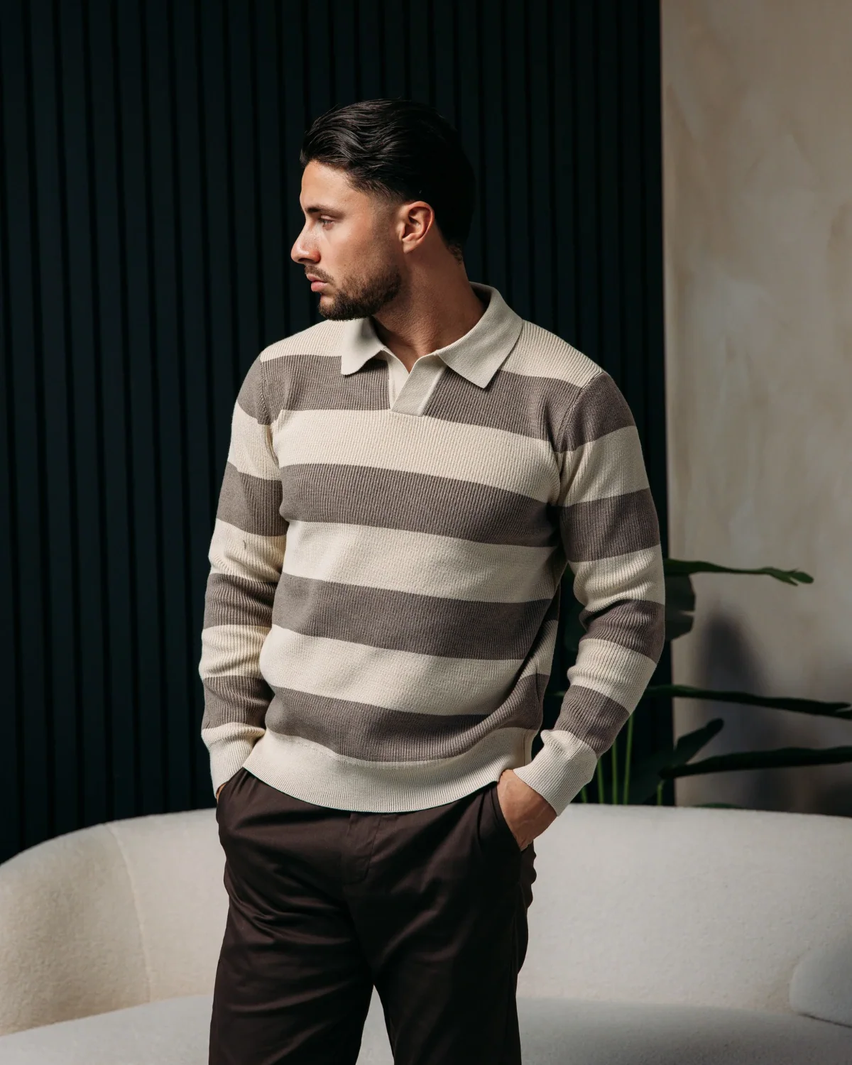 CORTEZ KNITTED POLO | BROWN CREME - Image 10