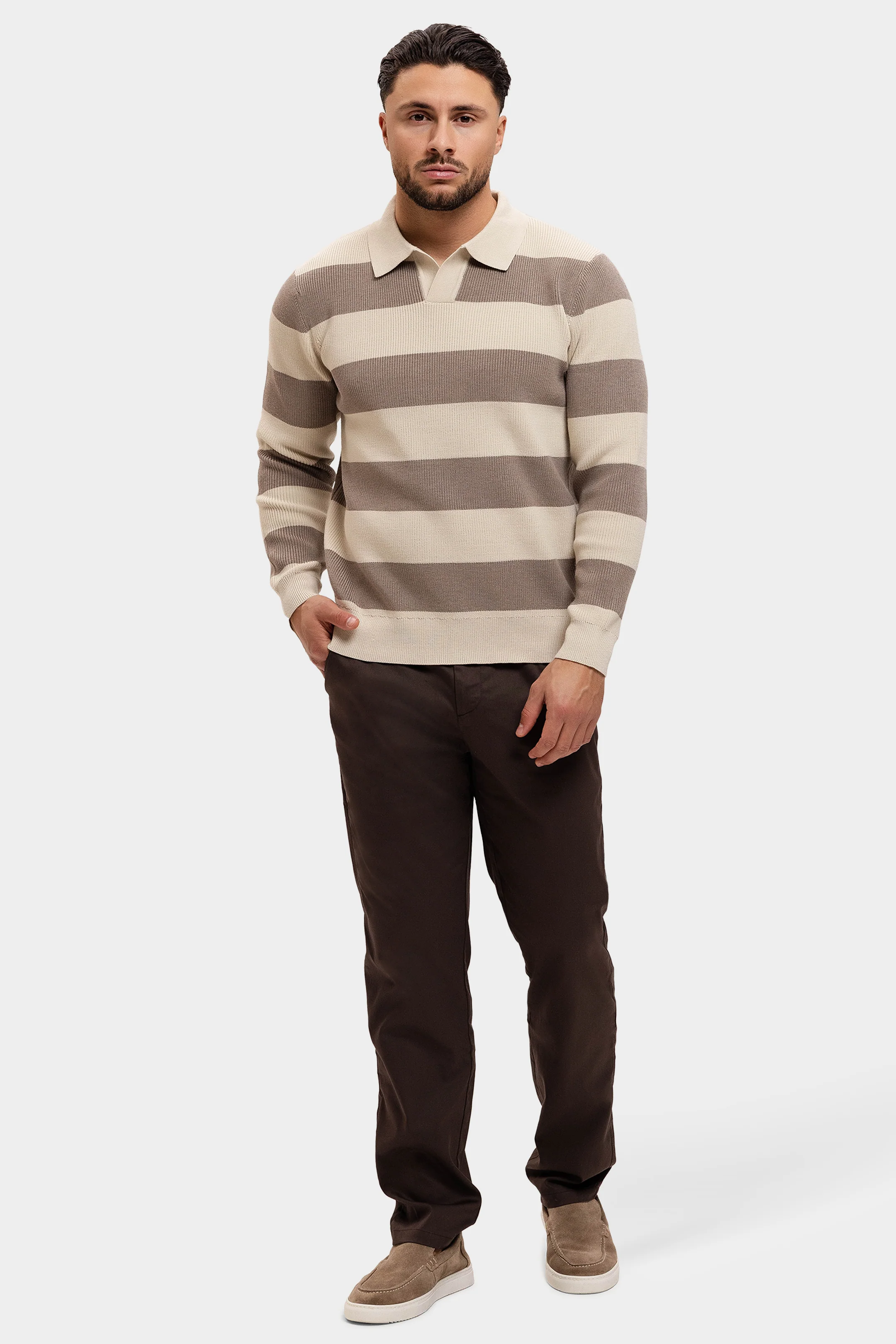 CORTEZ KNITTED POLO | BROWN CREME - Image 11