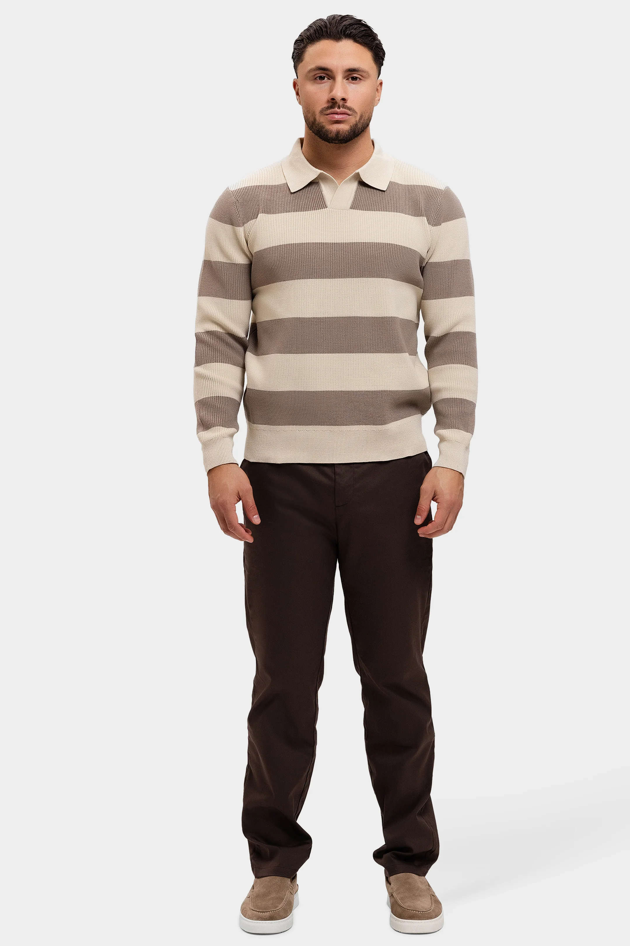 CORTEZ KNITTED POLO | BROWN CREME - Image 13