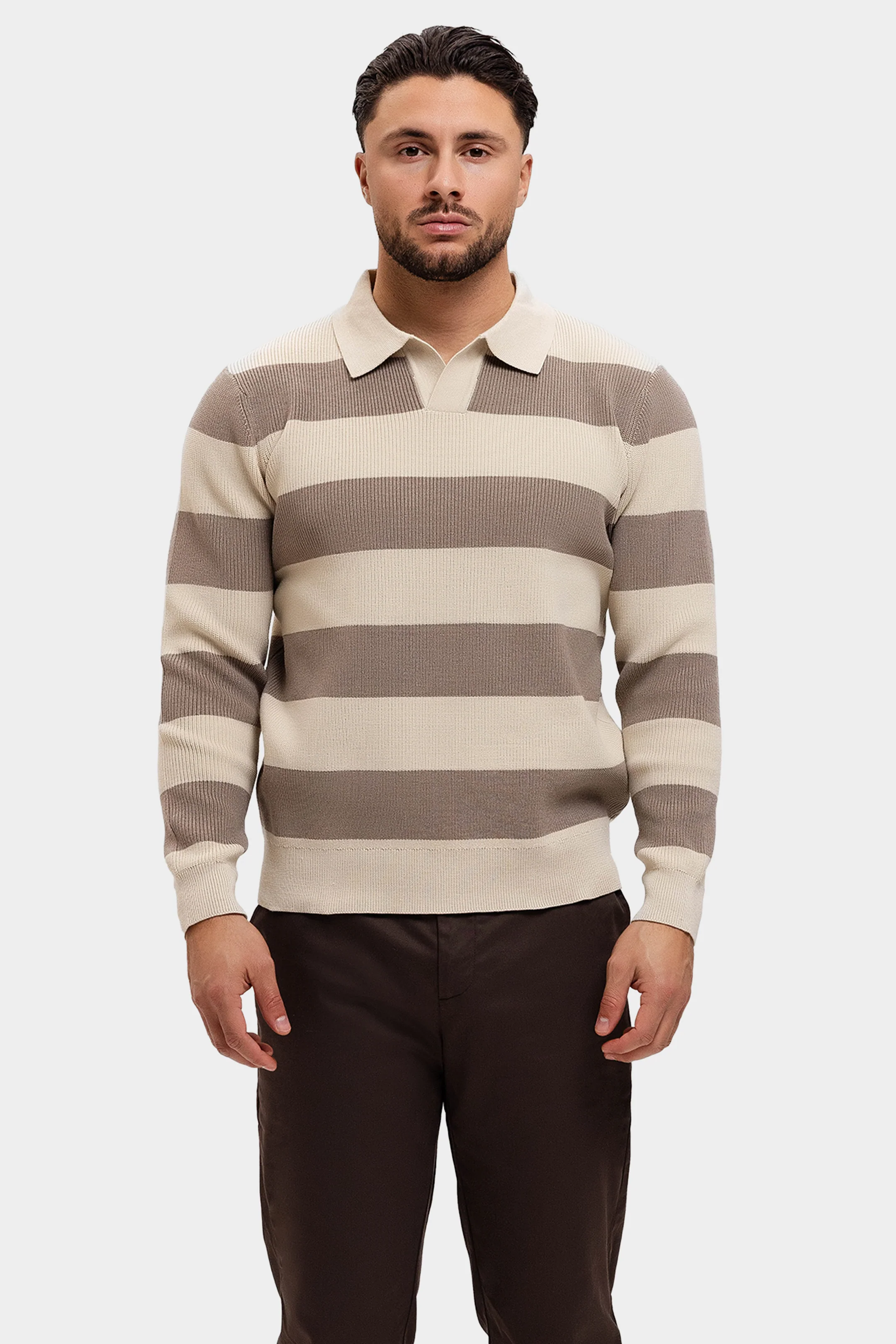 CORTEZ KNITTED POLO | BROWN CREME - Image 3