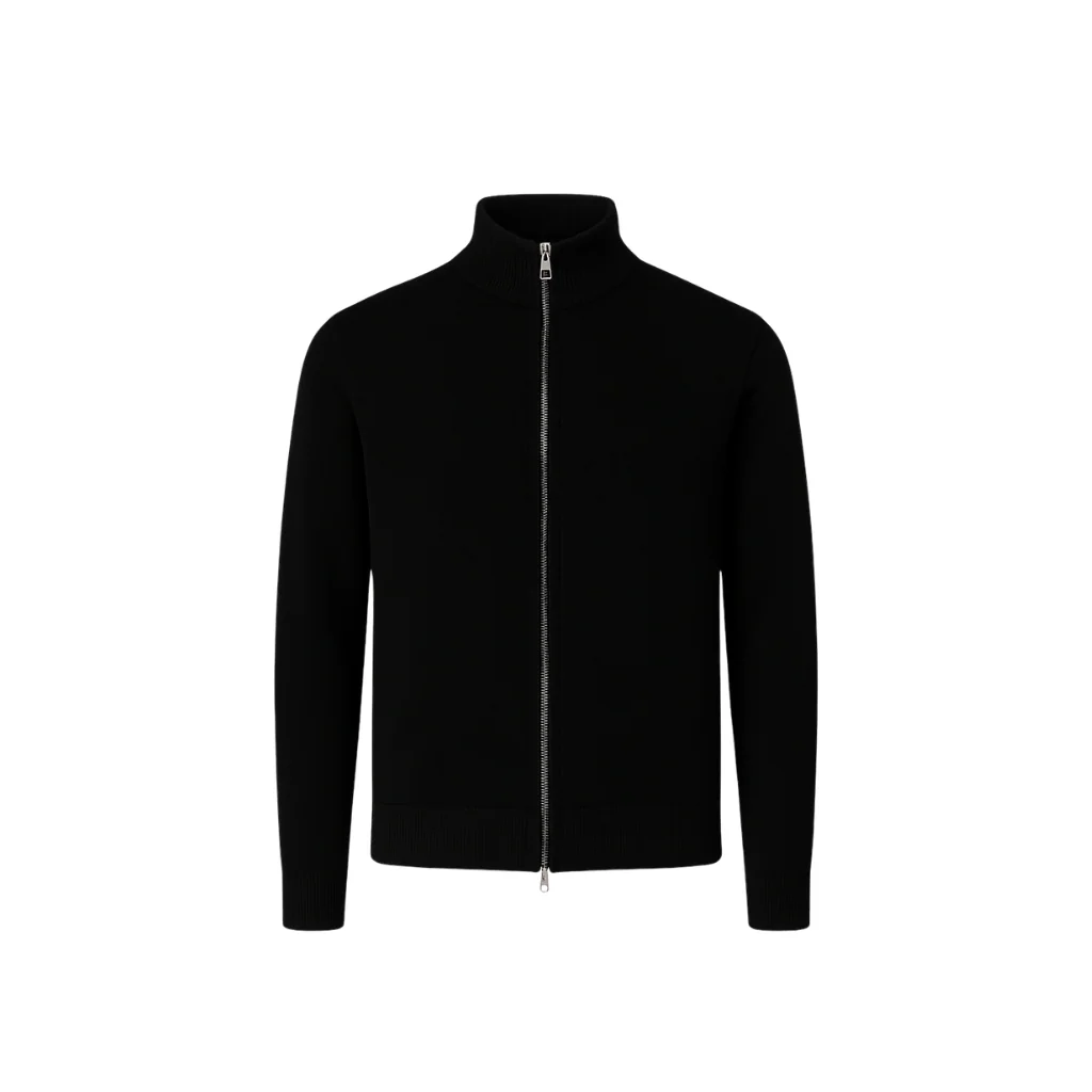KNITTED ZIPPER VEST BLACK - Image 3