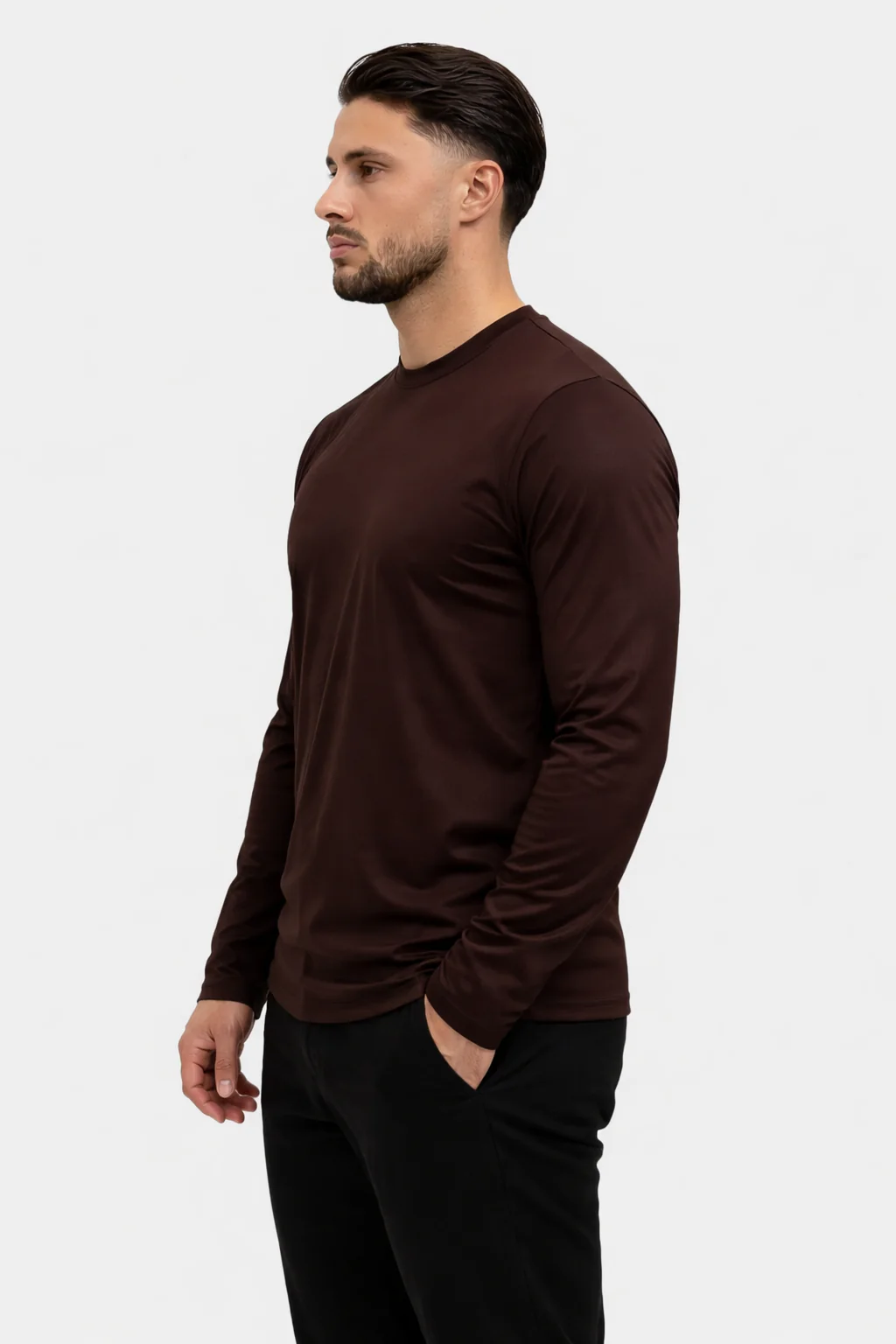 SHINY ESSENTIAL LONGSLEEVE DEEP BROWN - Image 3